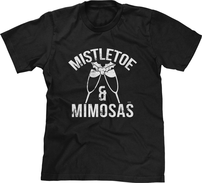 Mistletoe Mimosas Christmas Funny Drinking Brunch Holiday Party Saying Mens Tee