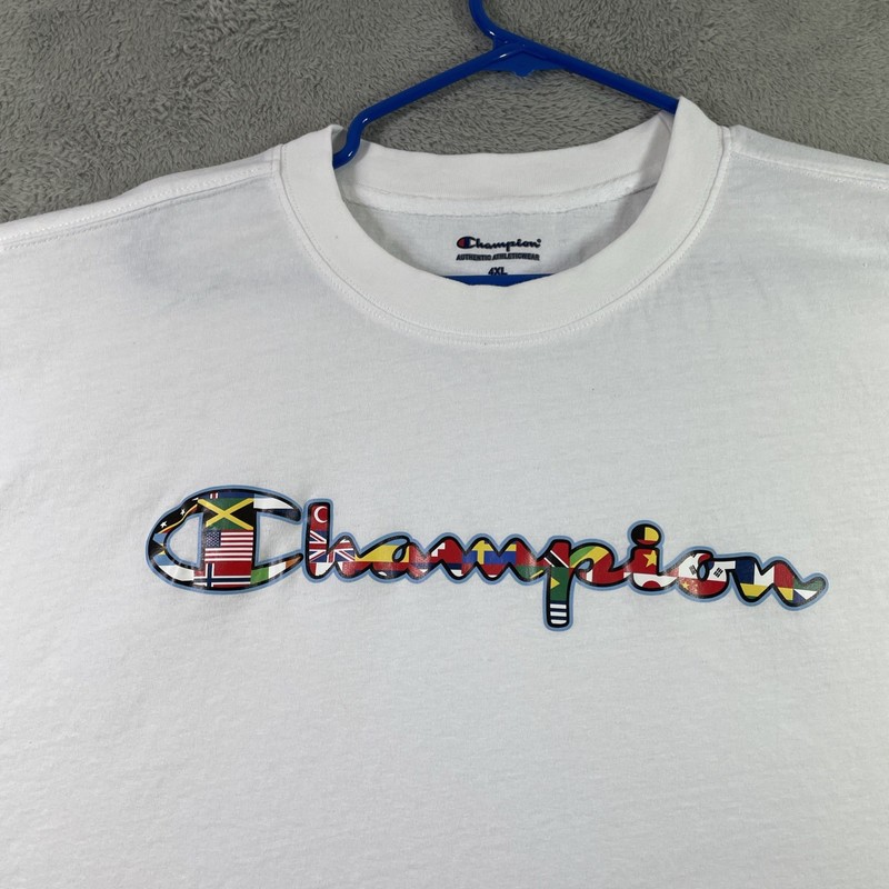 Champion Athletic Wear Shirt Adult 4XL White Spell Out Graphic Tee Short Sleeve gallery