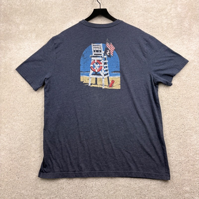 Izod Saltwater T Shirt Adult Size XL Blue Short Sleeve Lifeguard Stand Relaxed