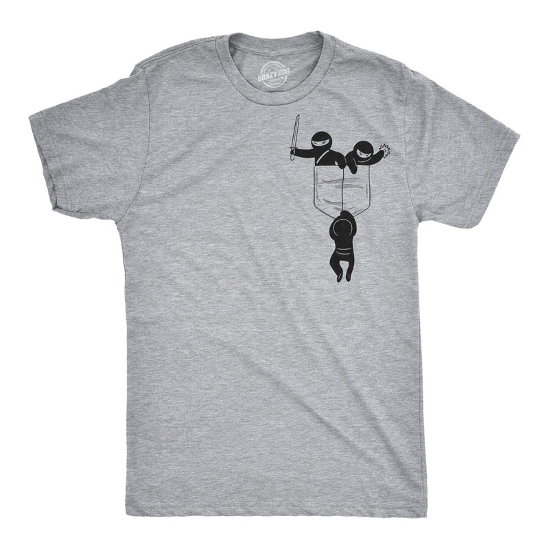 Mens Pocket Ninjas Funny T shirts Printed Graphic Humor Cool Ninja Tee Novelty T