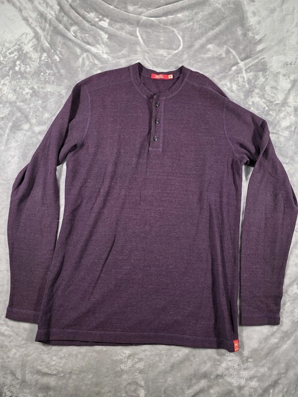 Agave Thermal Henley Shirt Plum Mens Long Sleeve Standard Fit Made in USA