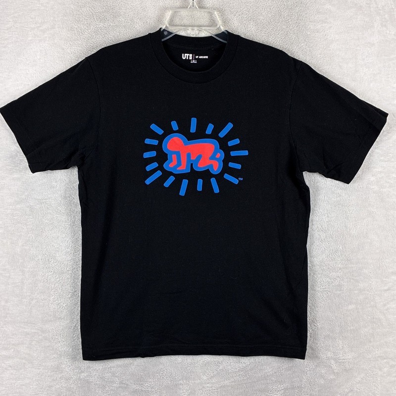 Uniqlo Keith Haring TShirt Mens M Black Pop Art Streetwear NYC Graffiti 80s 90s