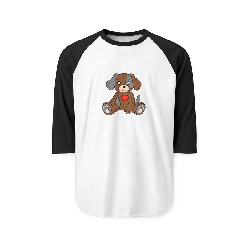 Ragdog with Stitches and a Heart Unisex Three-Quarter Sleeve Raglan Shirt