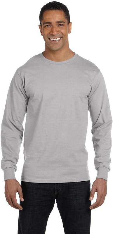 Hanes 5286 Mens Long Sleeve Essential-T Cotton Stylish T-Shirt Crewneck 2-PACK gallery