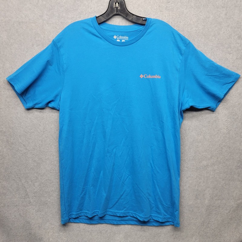 NEW Columbia Blue L Short Sleeve Graphic Print T-Shirt Greater Outdoor Gear gallery