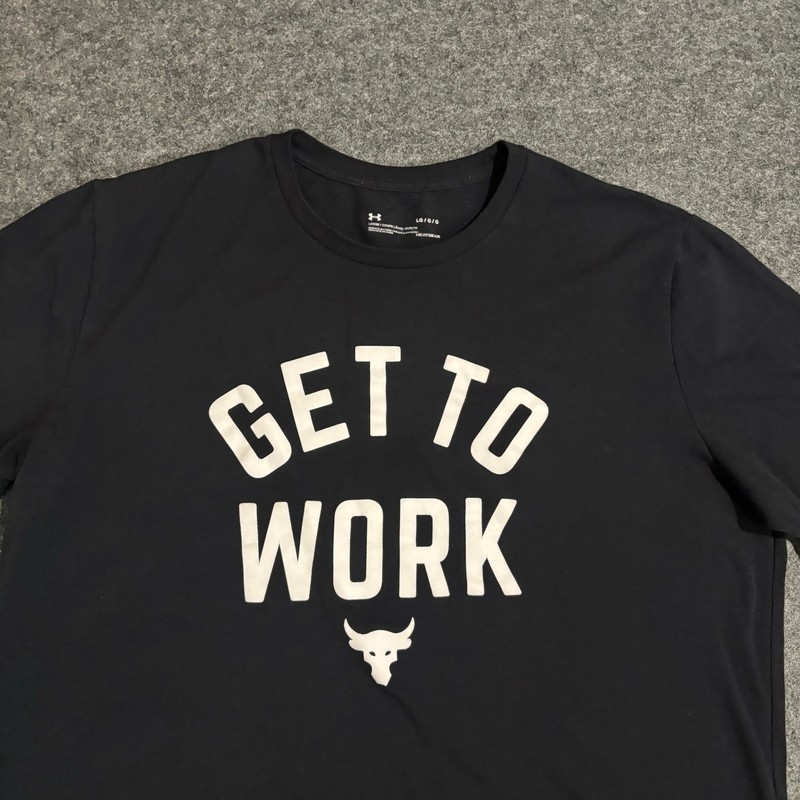 Under Armour Project Rock Shirt Sz Large Get To Work Black
