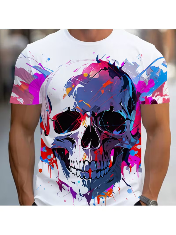 Bold Purple/Blue/Pink/Black/White Splash Design – 3D Print T-shirt