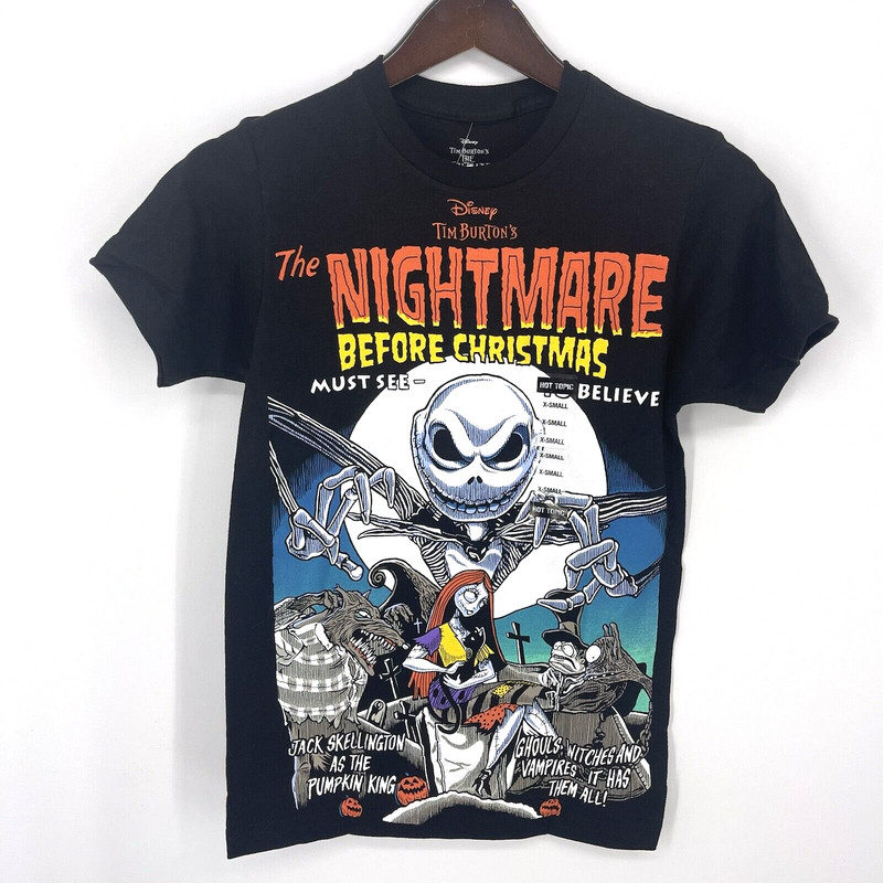 Jack Skellington Disney The Nightmare Shirt Mens XS Hot Topic Halloween NBC