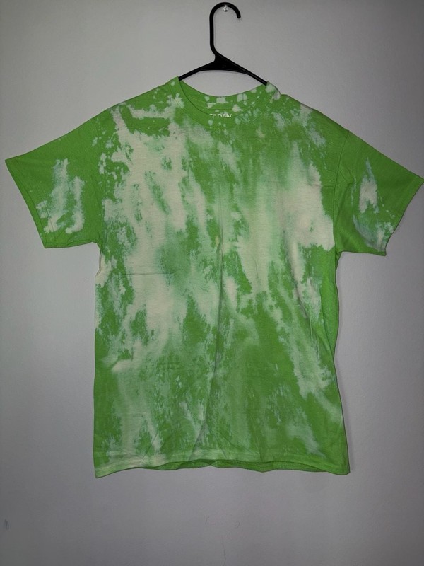 Gildan Lime Green Bleach Dye Tie-Dye Short Sleeve T-Shirt Size M