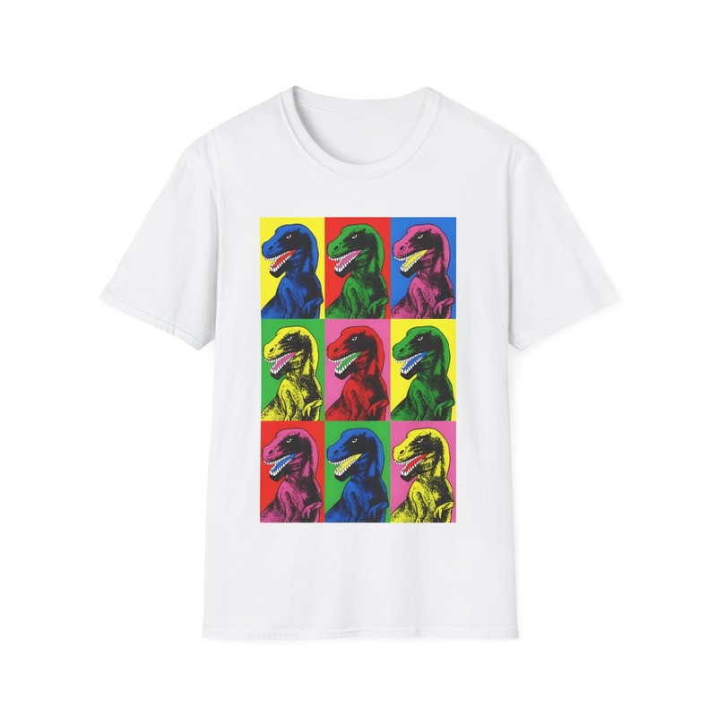 stanley desantis dinosaur pop art worn by steven spielberg in 1993 tshirt