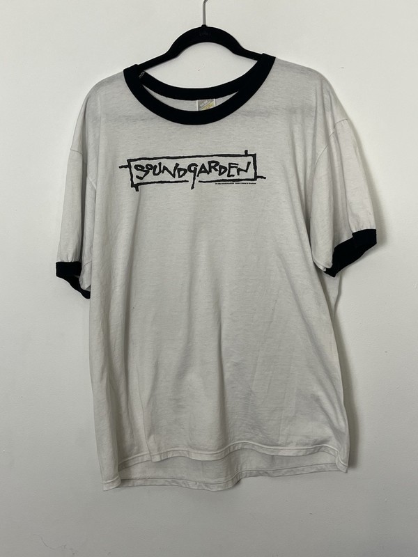 Jerzees Vintage 90s Soundgarden Double-Sided Ringer Tee White/Black XL
