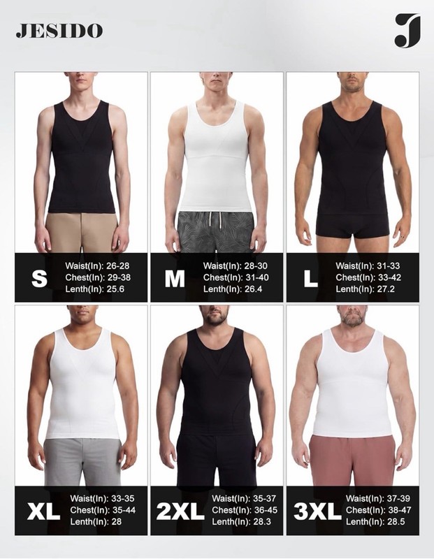 Mens Slimming Body Shaper Compression Shirt Tummy Control Undershirt 3 Pack gallery