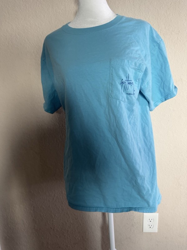 Guy Harvey Blue Fish Graphic Print Pocket T-Shirt Men's Size M gallery
