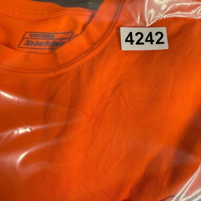 Genuine Dickies Mens Performance Pocket T-Shirt Safety Orange Large Mesh Tee gallery