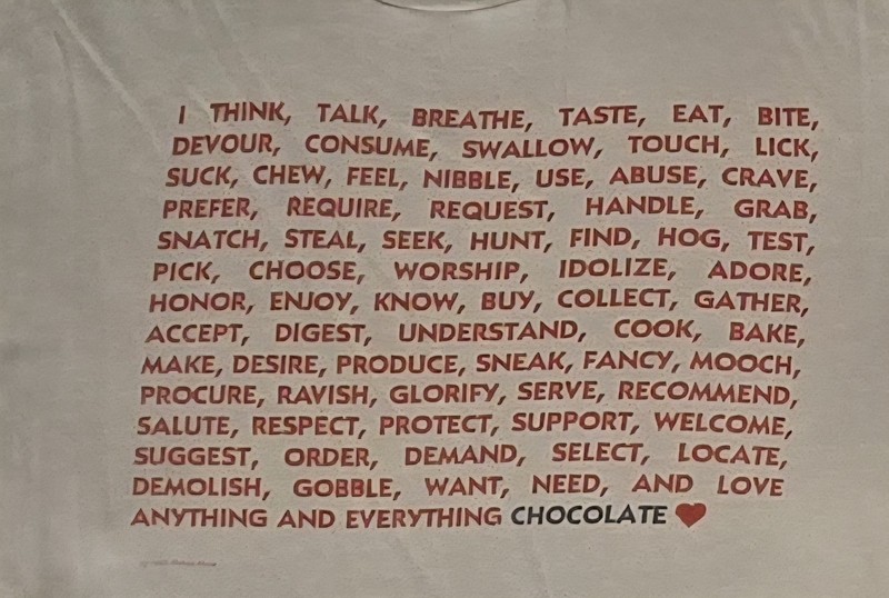 Vintage 80’s Single Stitch Novelty Humor Love Anything & Everything Chocolate L