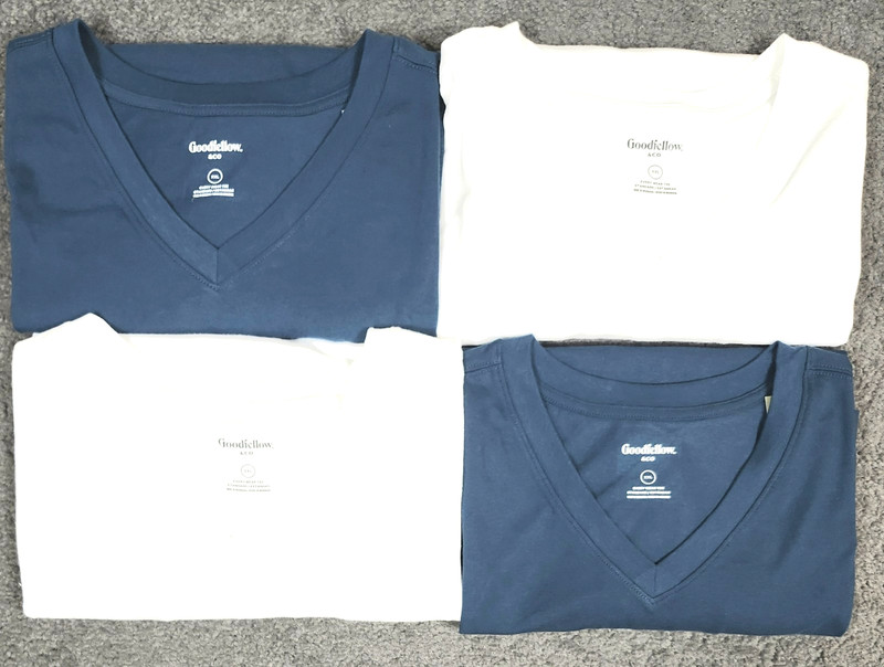 Men’s V Neck T Shirts 2XL Blue White “4 Pack” Goodfellow & Co. Short Sleeve