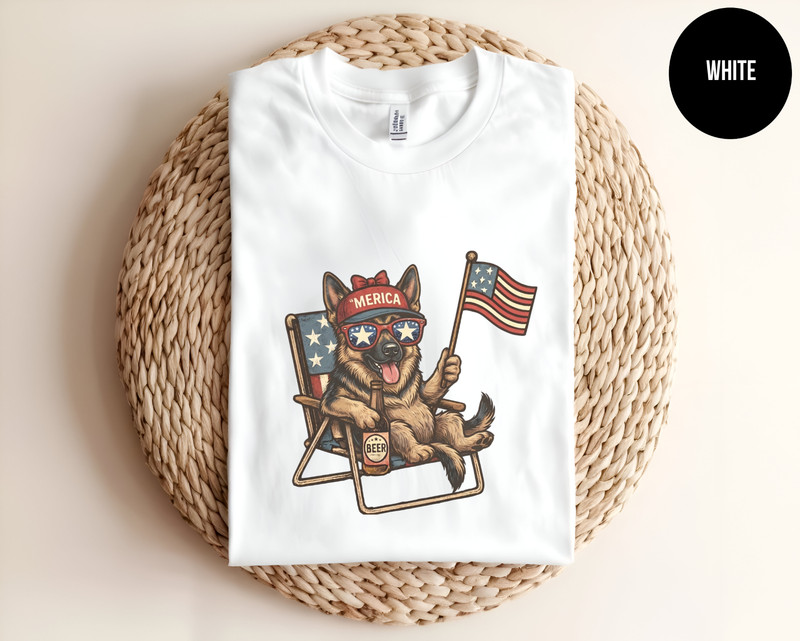 Patriotic German Shepherd T Shirt Funny Merica Dog 4th of July GSD Unisex Tee gallery