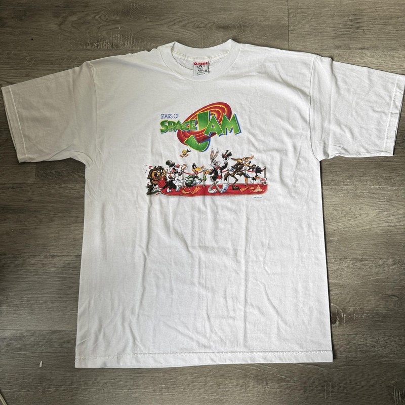 Vintage Space Jam Shirt Mens Extra Large White Looney Tunes Made in USA 90s