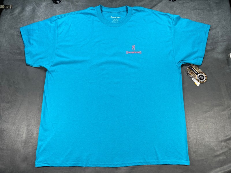 New with Tags BROWNING Hunting Steer Blue Pink 2XL Outdoors Hike Shirt