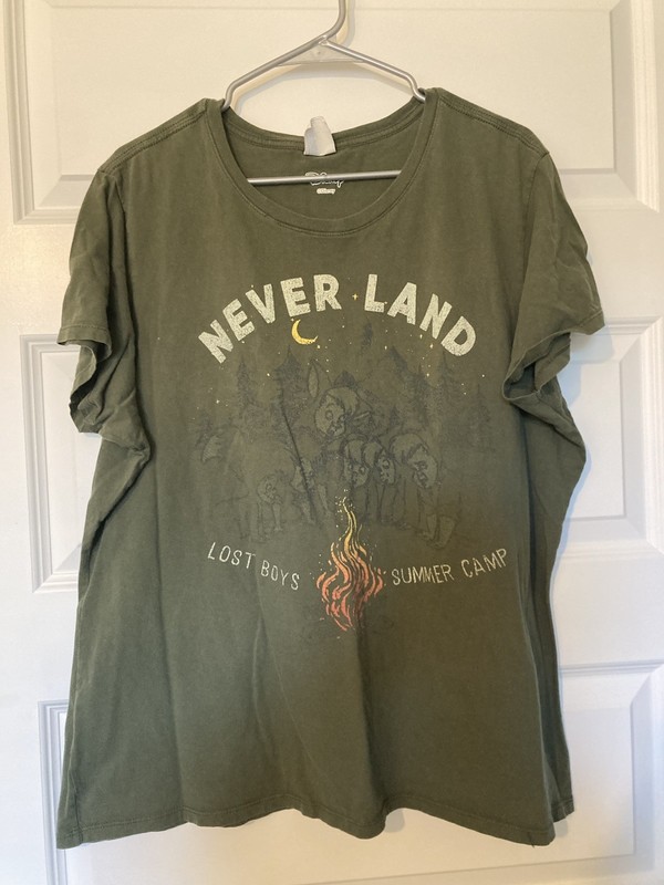 Disney Adult T-Shirt Peter Pan Neverland Summercamp Green Size 3X