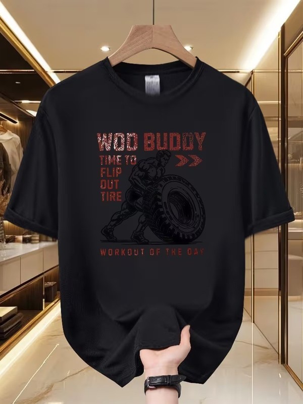 Men’S Graphic T-Shirt – WOD Buddy Workout Motivation, Soft And Breathable, 100%