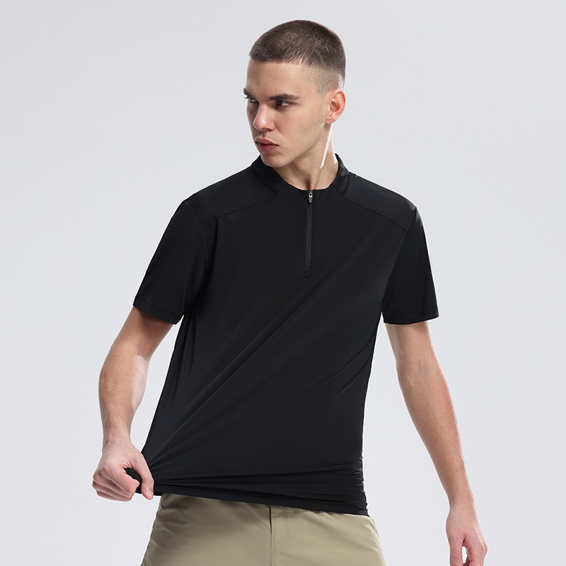 New Half Zip Short Sleeve Men's High Stretch Quick Dry Running Fitness Shirt gallery