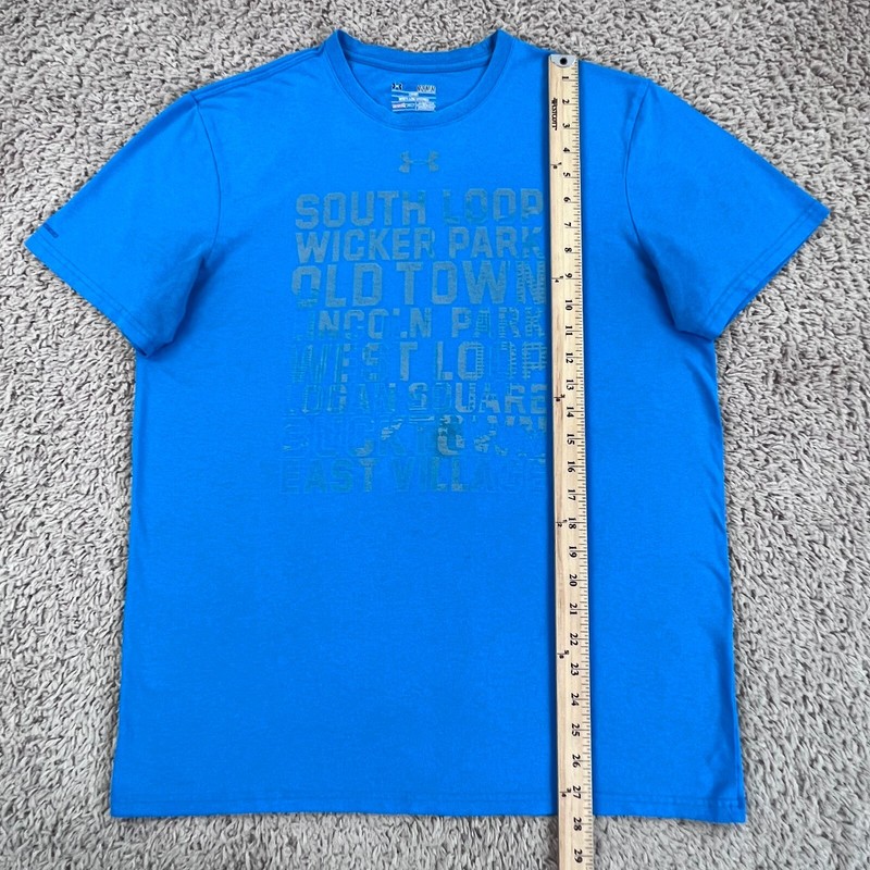 UNDER ARMOUR HeatGear Blue Chicago Neighborhoods Graphic Print T-Shirt Mens M gallery