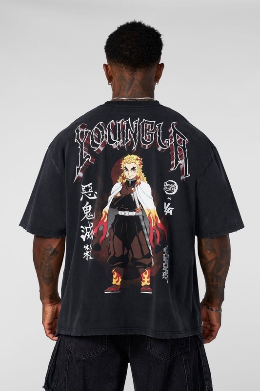 YOUNGLA 4266 DEMON SLAYER KIMETSU NO YAIBA CHARACTER TEES- FLAME HASHIRA -MEDIUM