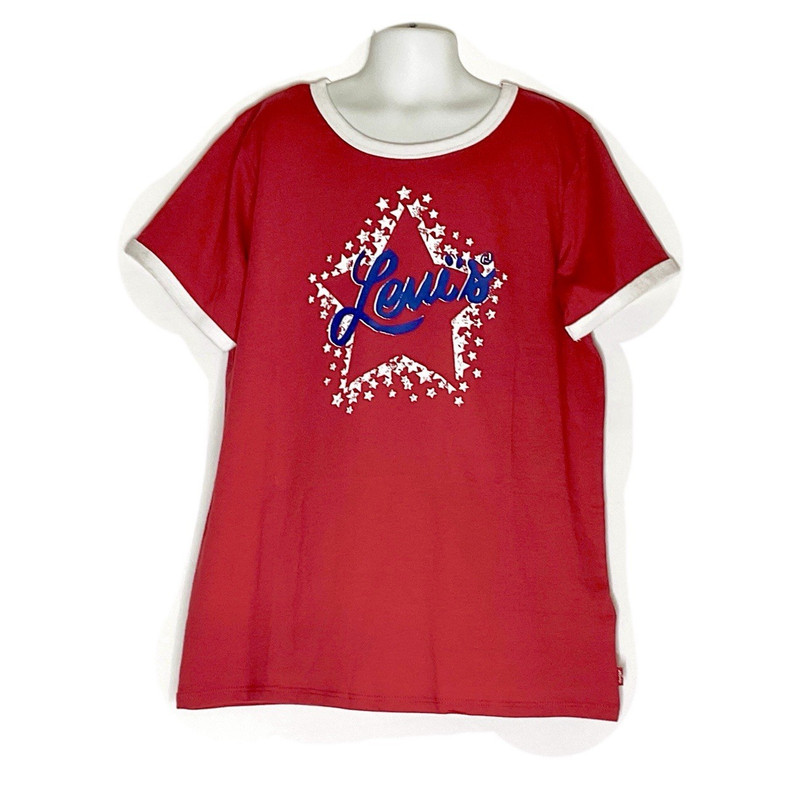 Levi’s Ringer Tee Red/White/Blue Logo Star Graphic Crew Neck T-Shirt 14/16