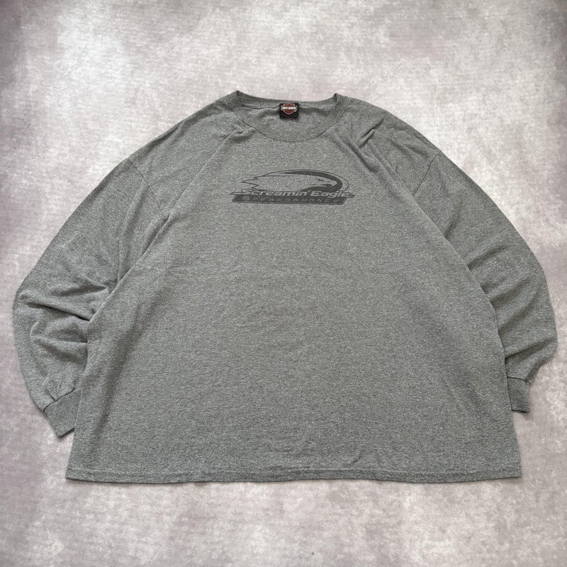 Vintage Harley-Davidson Screamin Eagle Shirt Mens 3XL Gray Long Sleeve Biker
