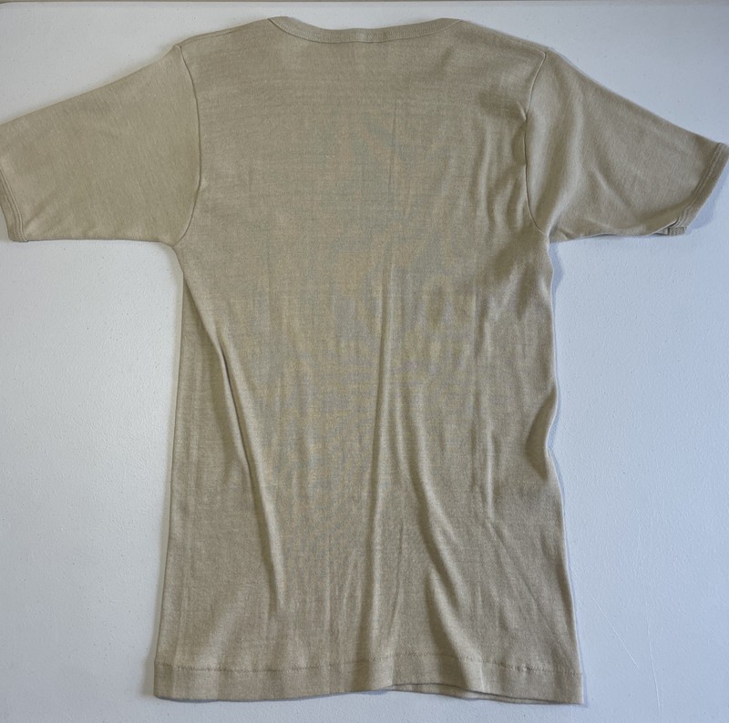 Vintage 70s T Shirt Body Wear Sears Men’s Shop Medium Unique Tan Square Neck gallery