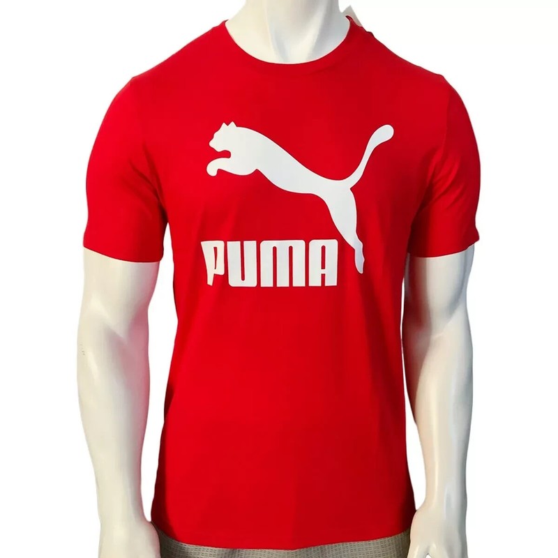 MSRP $42.99 NWT PUMA BIG CAT LOGO MENS RED CREW NECK SHORT SLEEVE T-SHIRT SIZE S