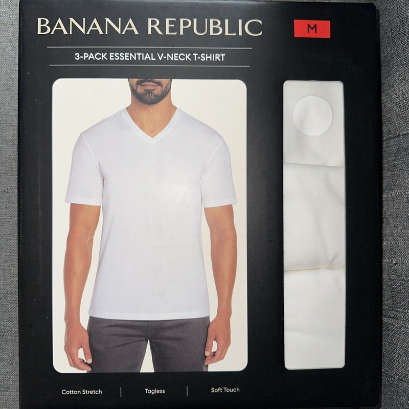 3 Pack Banana Republic Mens Vee Short Sleeve V Neck Premium Wash T-Shirts Fit