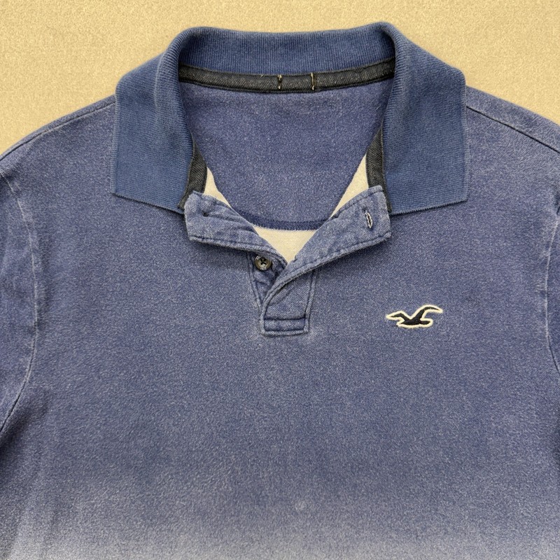Hollister Blue Ombre Epic Flex Stretch Short Sleeve Polo Shirt Size L gallery