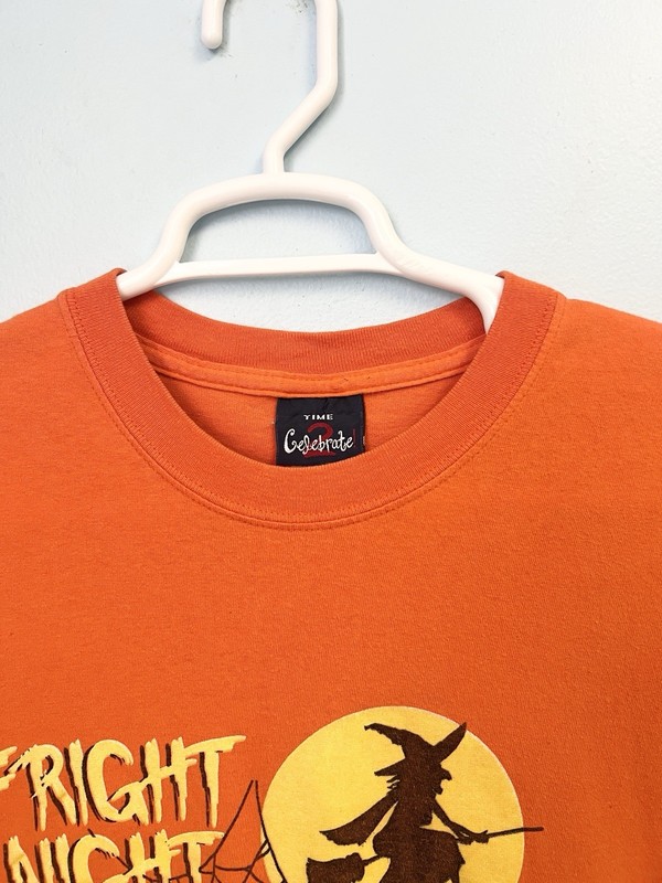 Vintage 90s Halloween Fright Night T Shirt Witch Spooky Jack O Lantern Large gallery