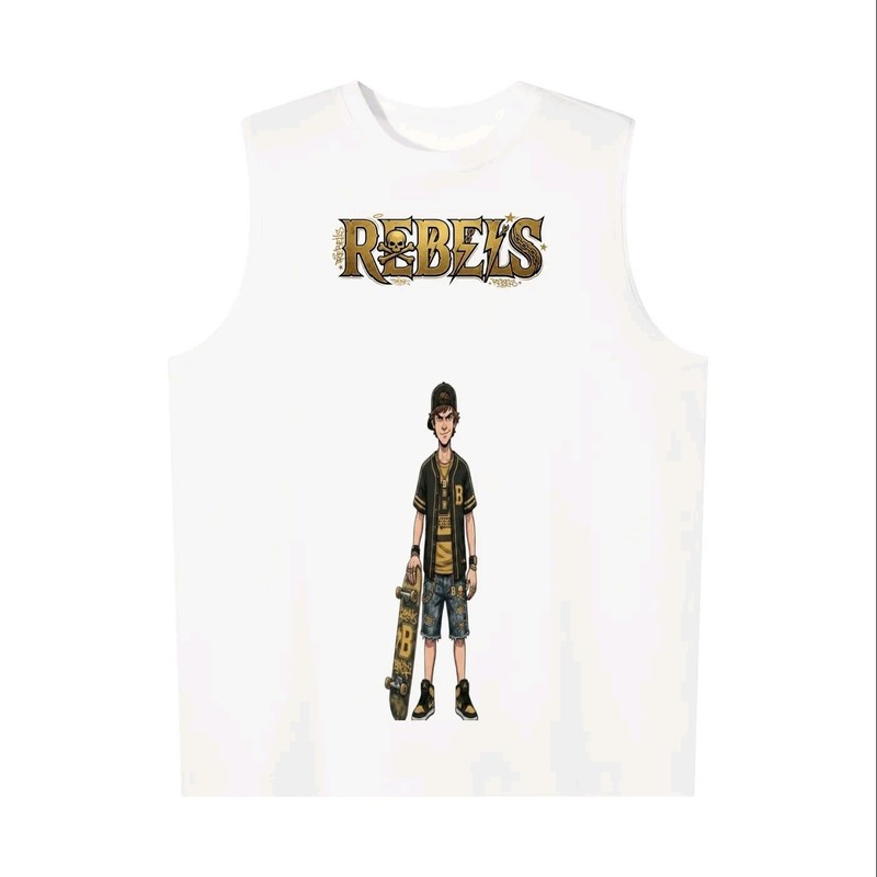 La mc de Neil White Rebels Graphic Print Sleeveless Crew Neck T-Shirt Unisex L