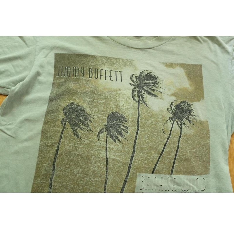 Jimmy Buffett Banana Wind Tee Vintage 1990s Pastel Sage Crew Neck Band T shirt L gallery