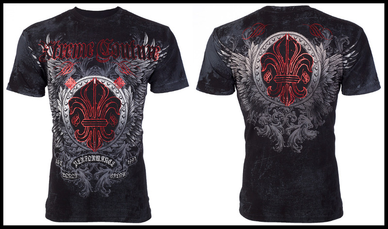 XTREME COUTURE by AFFLICTION Black ROYAL FAMILY Short Sleeve Slim Fit T-shirt