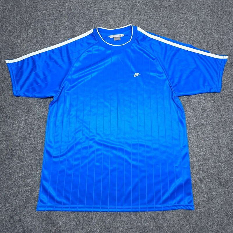 Nike Shirt XL Blue Striped Short Sleeve Athletic Jersey Tonal Vertical Stripes