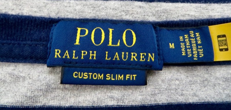 NEW! Polo Ralph Lauren Striped Custom Slim Fit Tee Shirt Navy Gray SZ M gallery