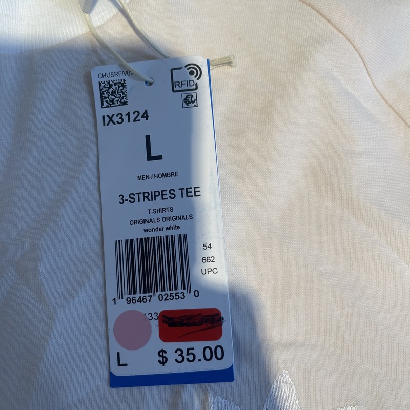 NEW MENS L ADIDAS WONDER WHITE ORIGINALS 3-STRIPES CALIFORNIA TEE SHIRT gallery