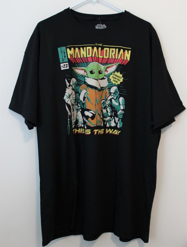 Star Wars The Mandalorian Baby Yoda Men’s T-shirt Black Multisize NWT