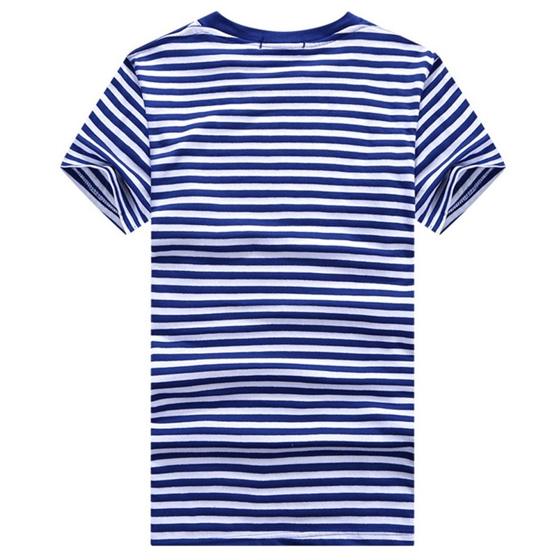 Stylish Men's Blue and White Striped Tshirt with Short Sleeves for Sports gallery