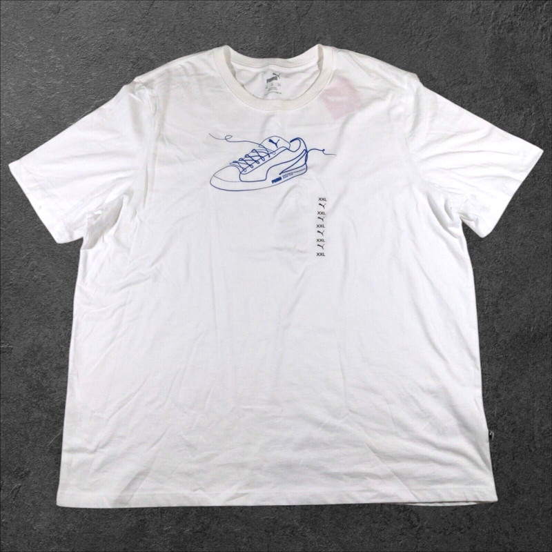 Puma Logo White/Cobalt Glaze Lace Up Short Sleeve T-Shirt 681960 02 Men’s 2XL