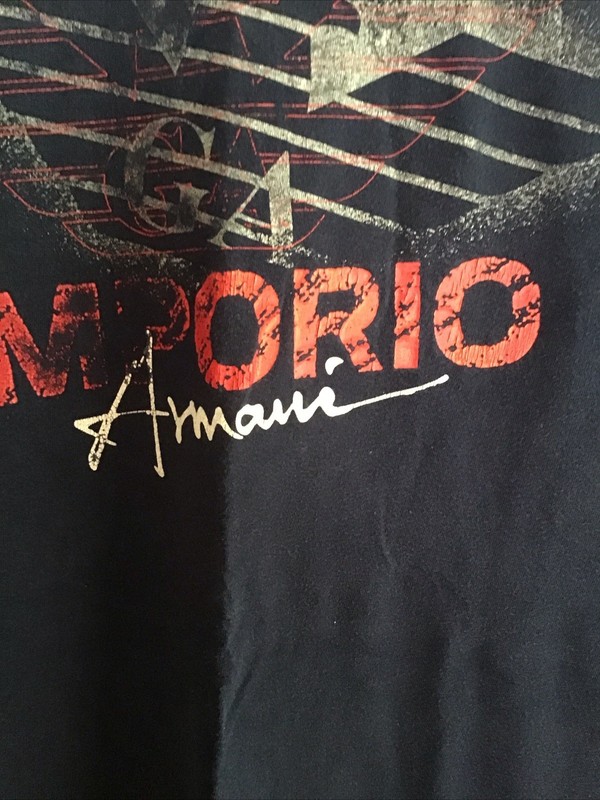 EMPORIO ARMANI Solid Blue With Armani SG Red Striped Eagle Logo LARGE MENS gallery