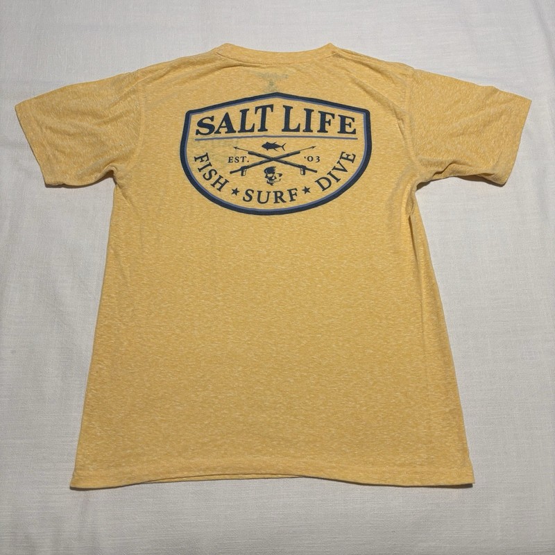 Men’s Salt Life Fish Surf Dive Tee | Yellow | Sz Medium | Outdoor Fishing Shirt