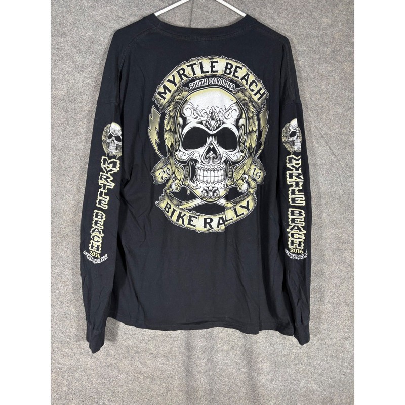 Keya Myrtle Beach Bike Rally 2016 Skull Long Sleeve T-Shirt Mens 2XL Black SC gallery