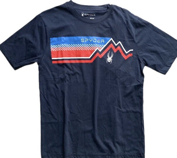 Men’s Medium Spyder Tee Short Sleeve Graphic T-Shirt Blue New Athletic NWT