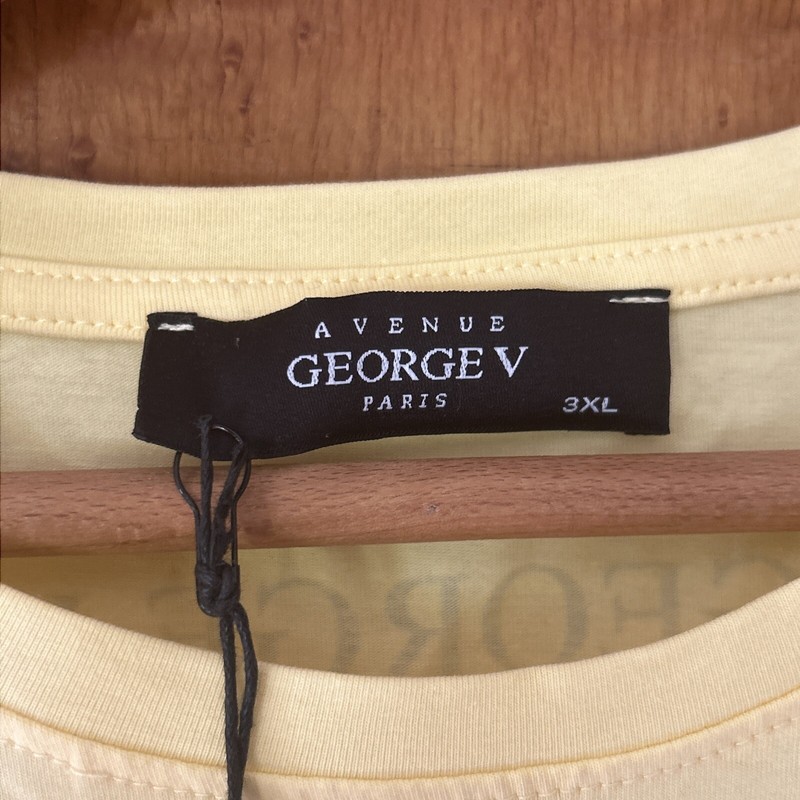 Avenue George V Paris T-Shirt Lion Men's Yellow Tee Rhinestone 3XL Stretch gallery