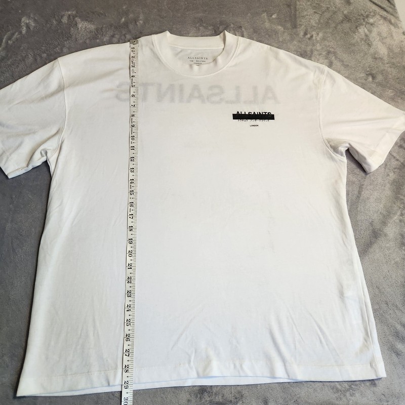 AllSaints Redact SS Crew Neck T-Shirt White Oversized Organic Cotton Men’s Large gallery